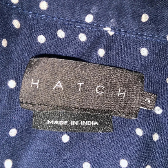 HATCH comfort button up navy white polka dot casual fall classic maternity top - Picture 4 of 4